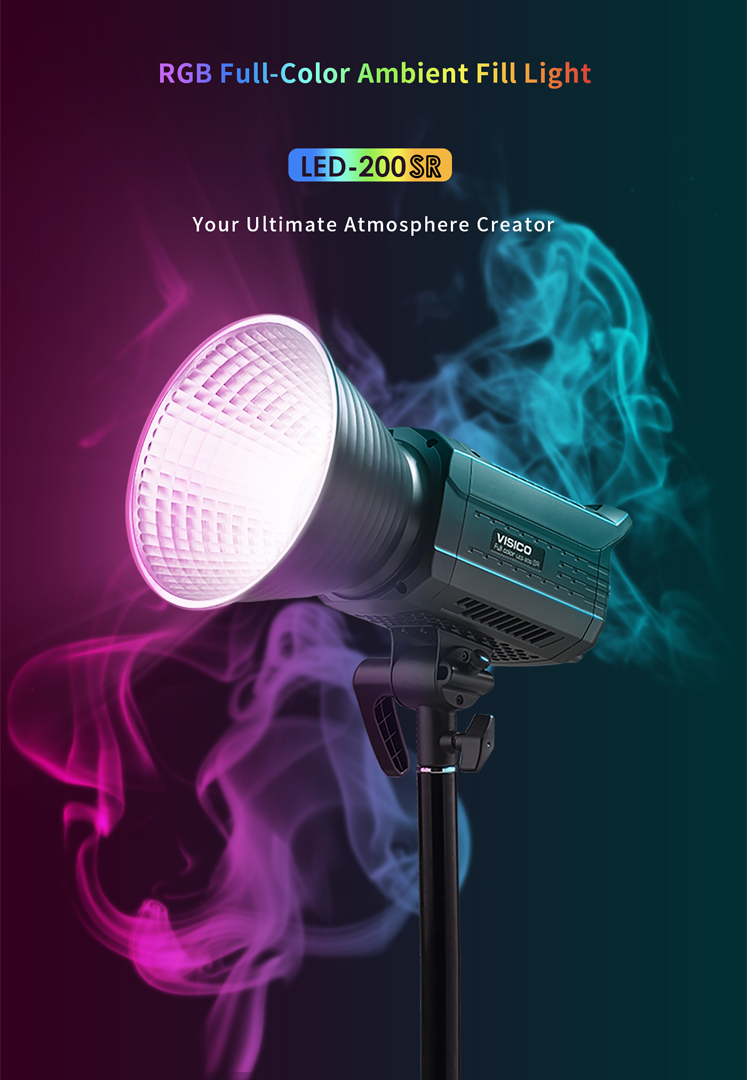 Visico LED-200SR RGB LED Video Light (200W) sa adapterom - 7